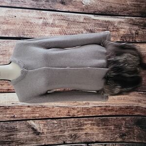 Italian Long Wool and Fox Fur Sweater Size Medium